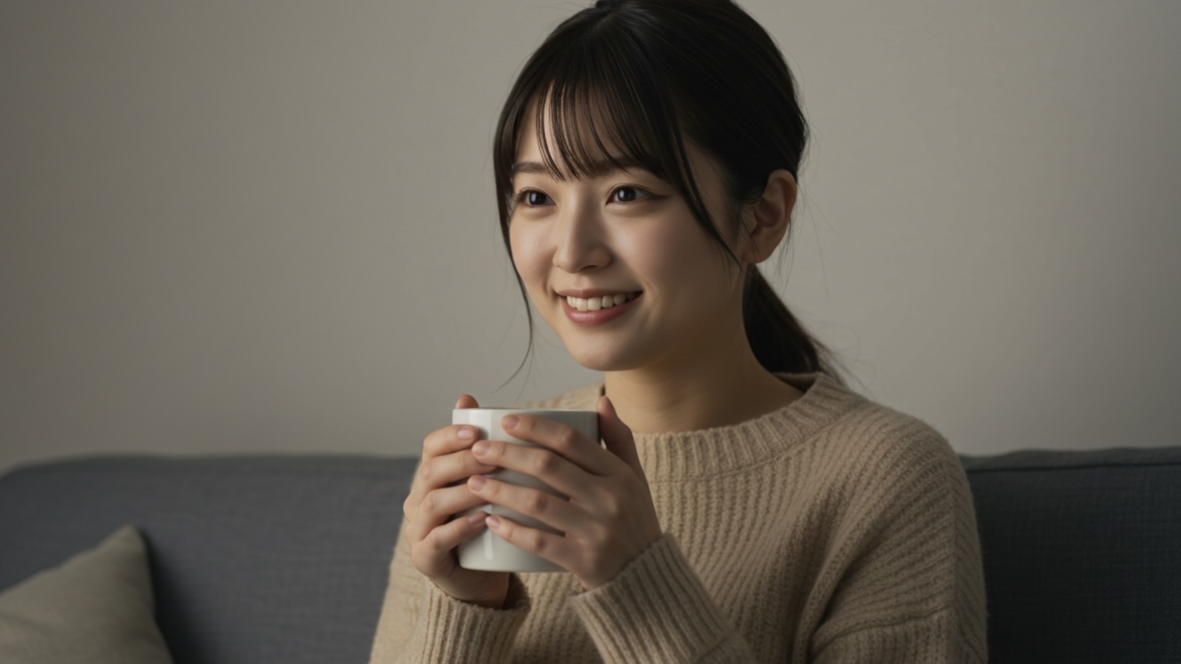 動画配信サービスHuluで映画やドラマやバラエティを楽しむ女性1