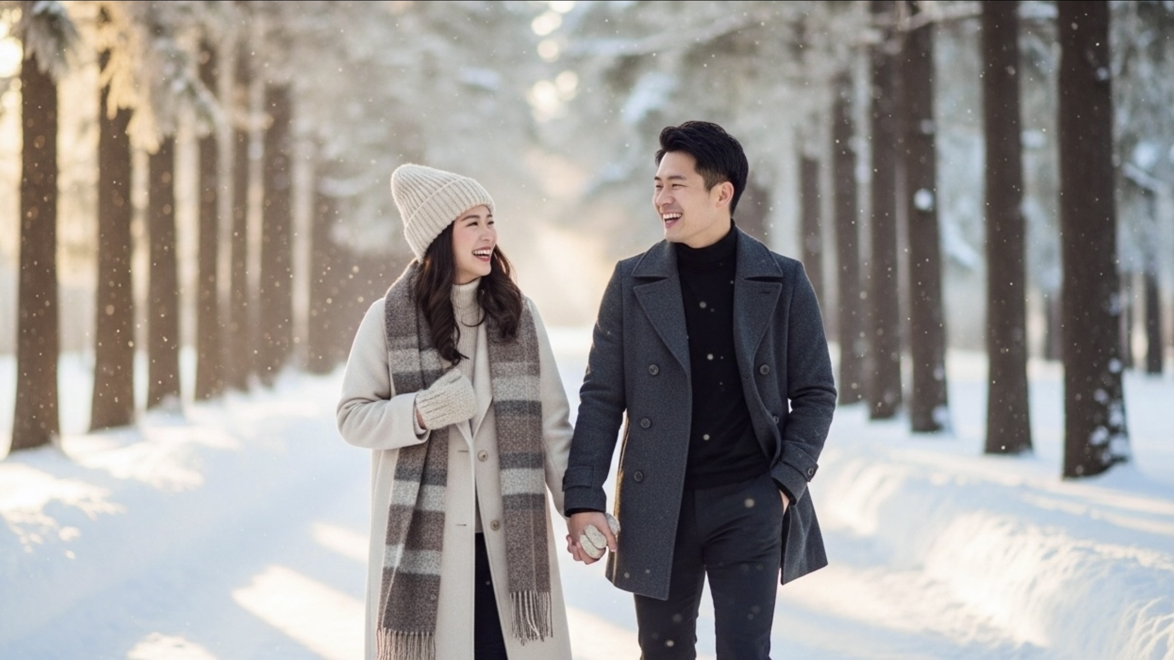 Huluで何度も見たいおすすめ名作ドラマの1場面のような風景を歩くカップル