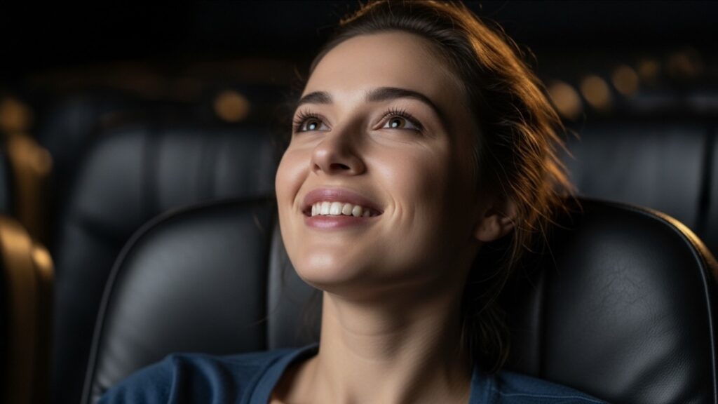 最高のVOD・評判の良い動画配信サービスU-NEXTで映画を楽しむ女性2