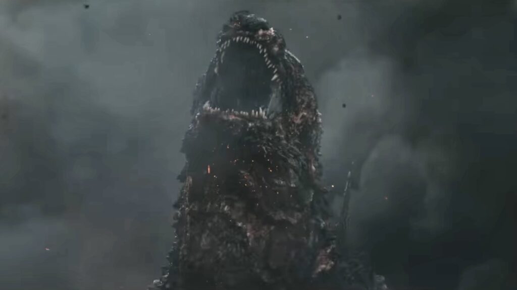 映画「ゴジラマイナスワン」の咆哮するゴジラ