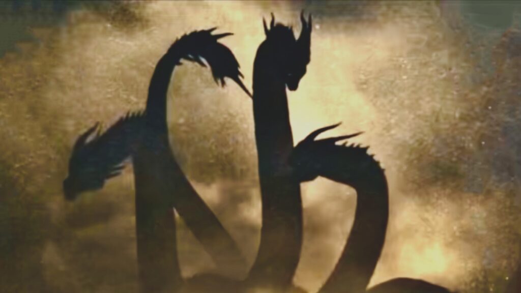 映画「ゴジラ キング オブ モンスターズ」のキングギドラ登場場面